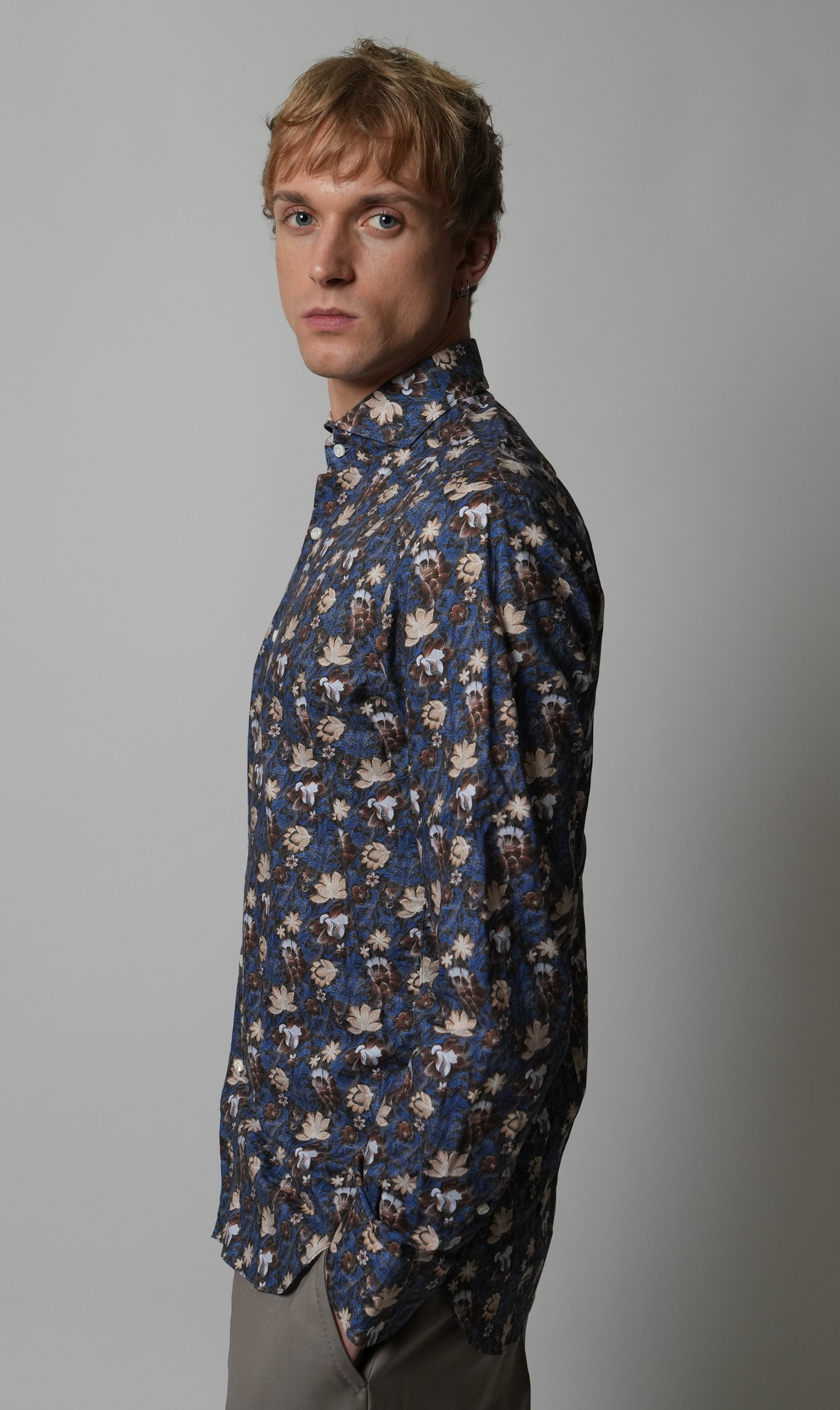 Hemd Handgemacht in Italien Regular Fit Blumen - Sample