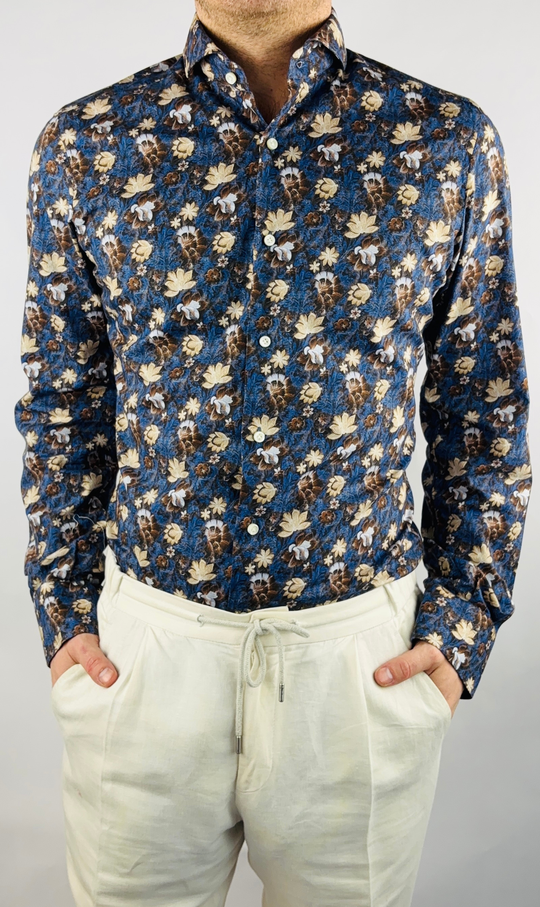 Hemd Handgemacht in Italien Regular Fit Blumen - Sample