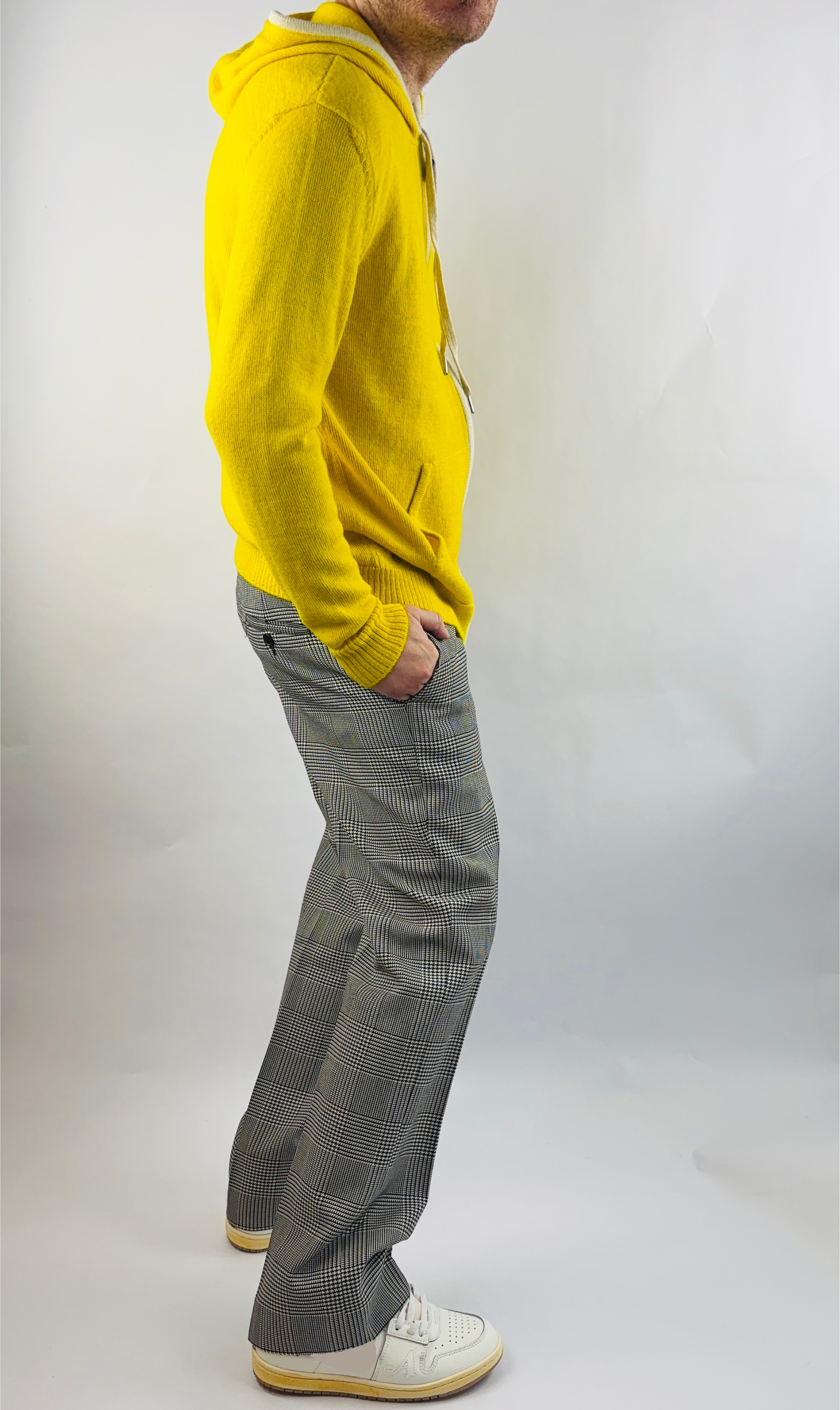 Hoodie Handgemacht in Peru Baby Alpaka Wolle Slim Fit Kapuze/Zipper Gelb