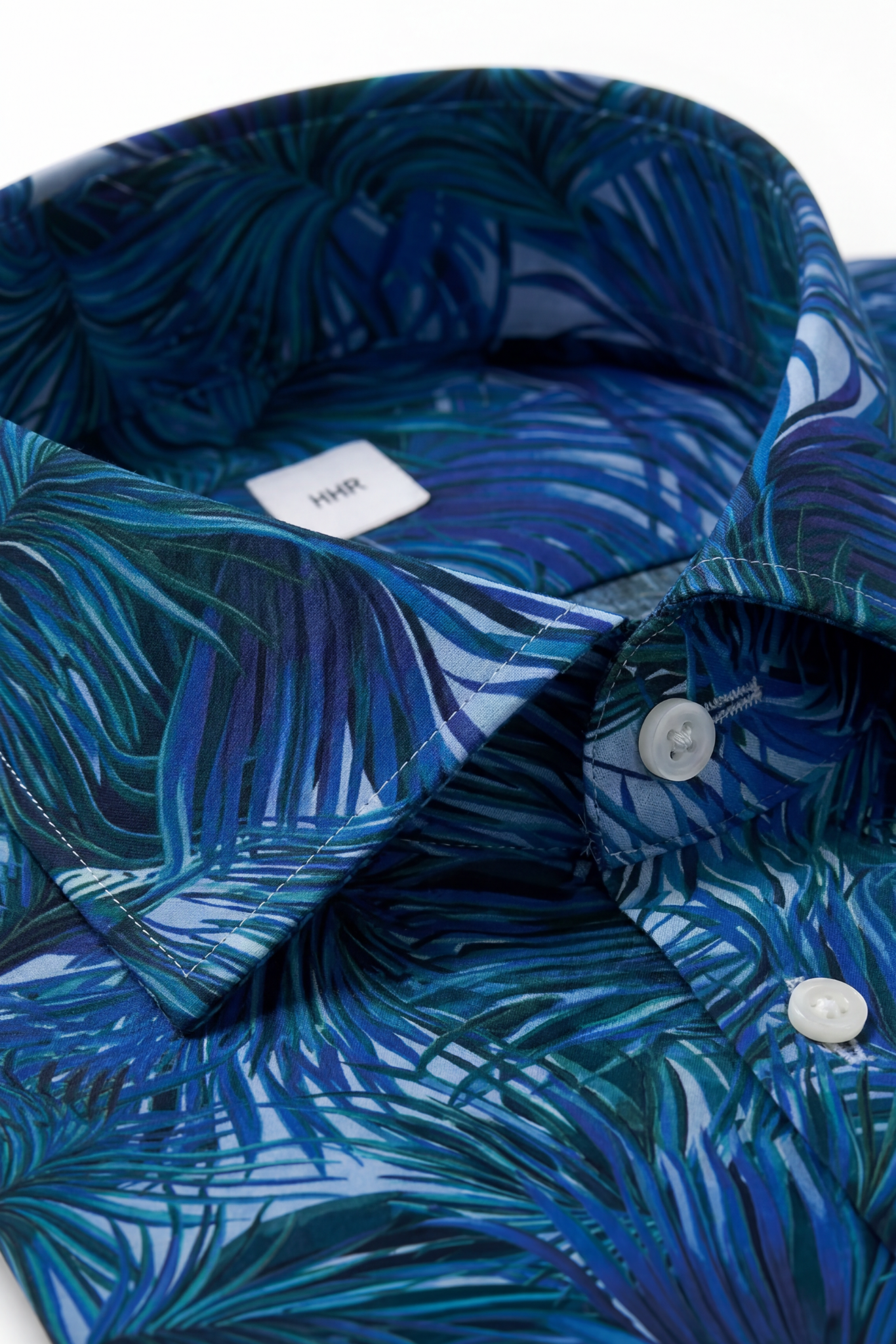 Palm Print Shirt Slim Fit Blue