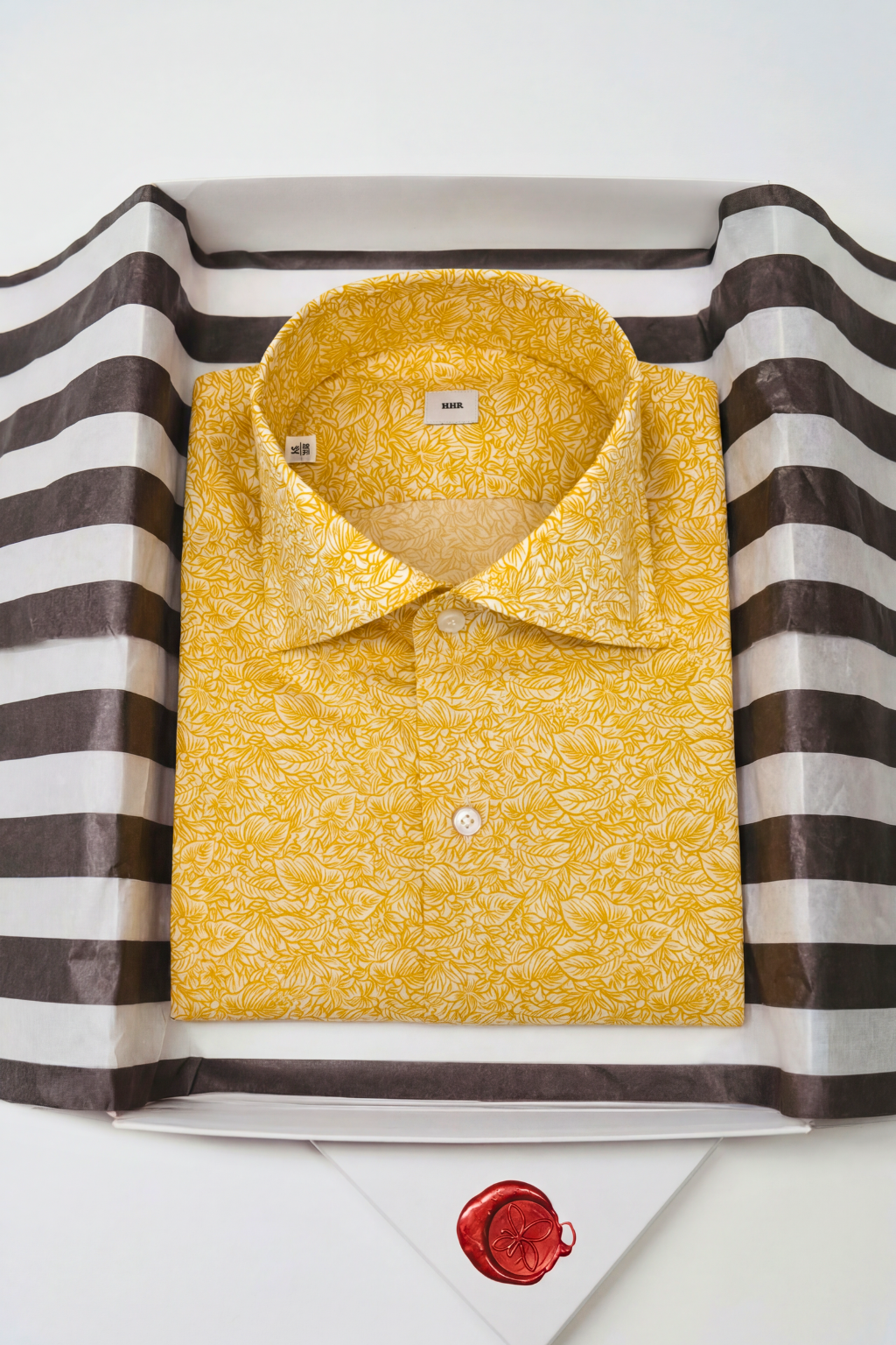 Palm Print Slim Fit Yellow Shirt