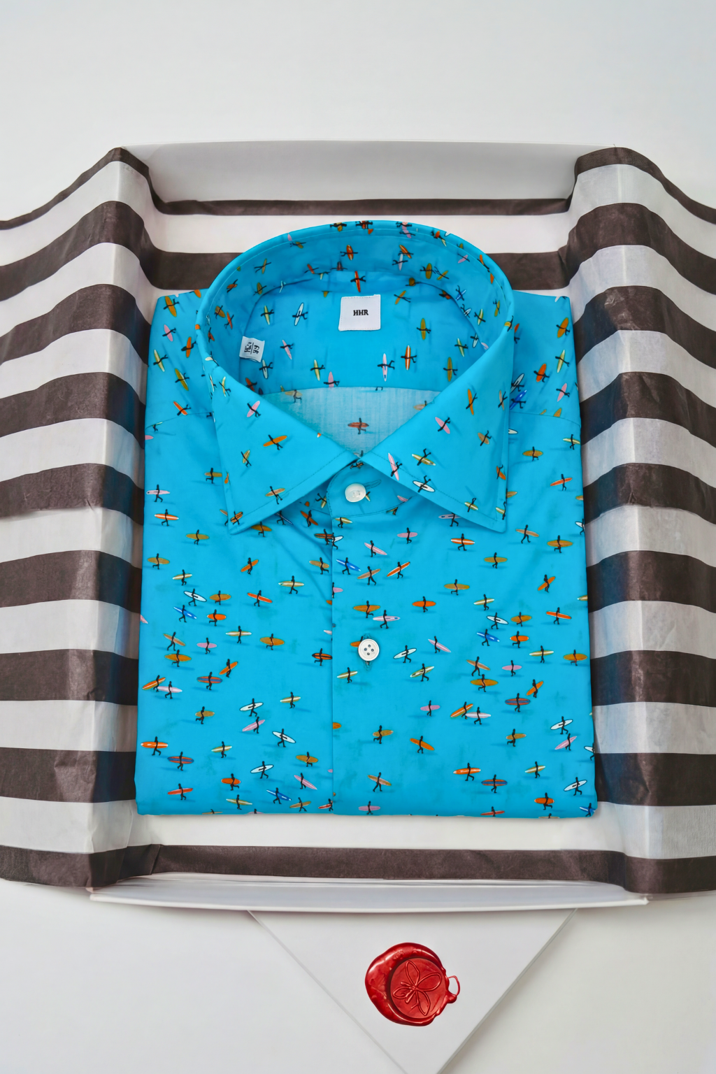 Surfer Print Slim Fit Shirt Turquoise