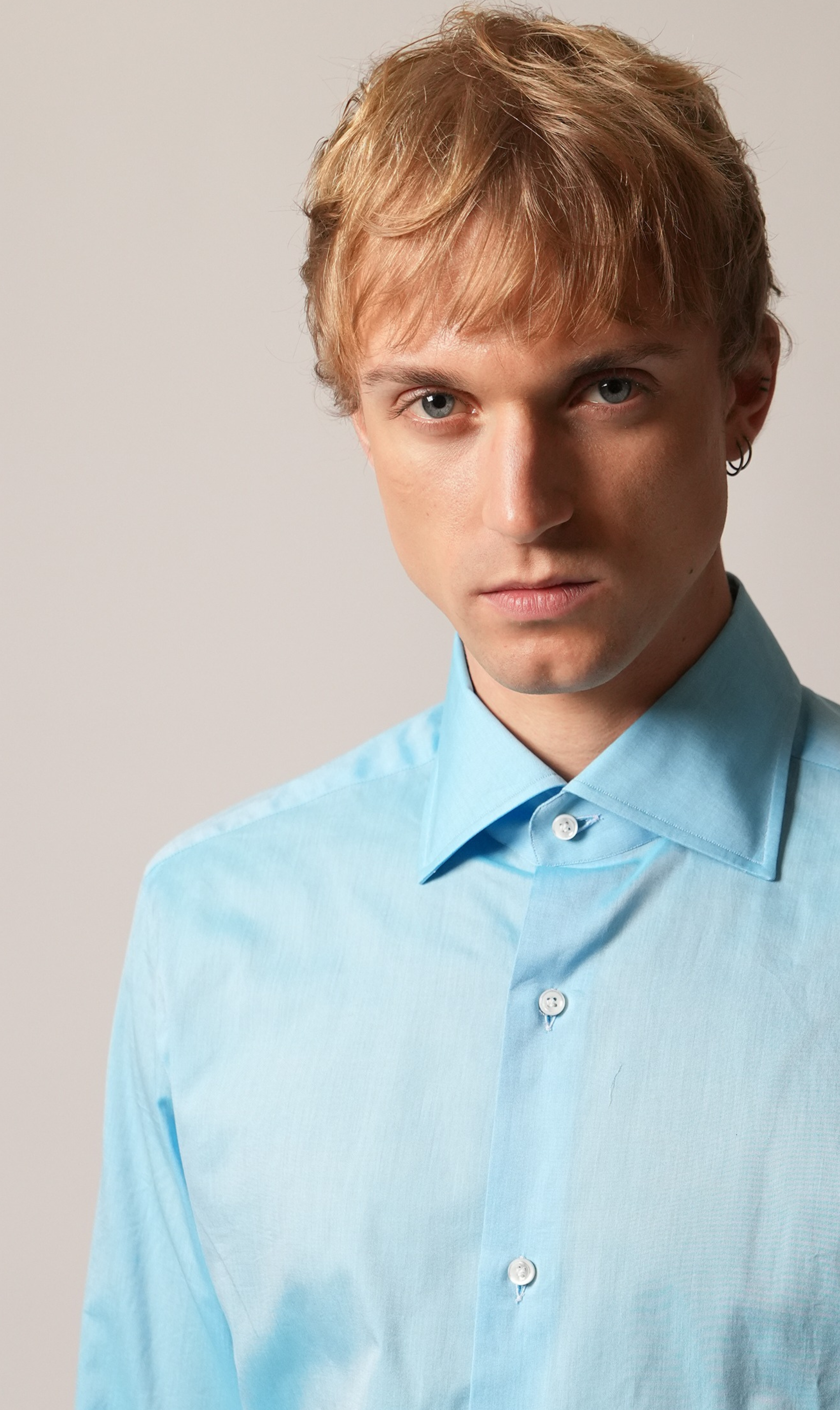 Hemd Handgemacht in Italien 100/2 Vollzwirn Slim Fit Blau