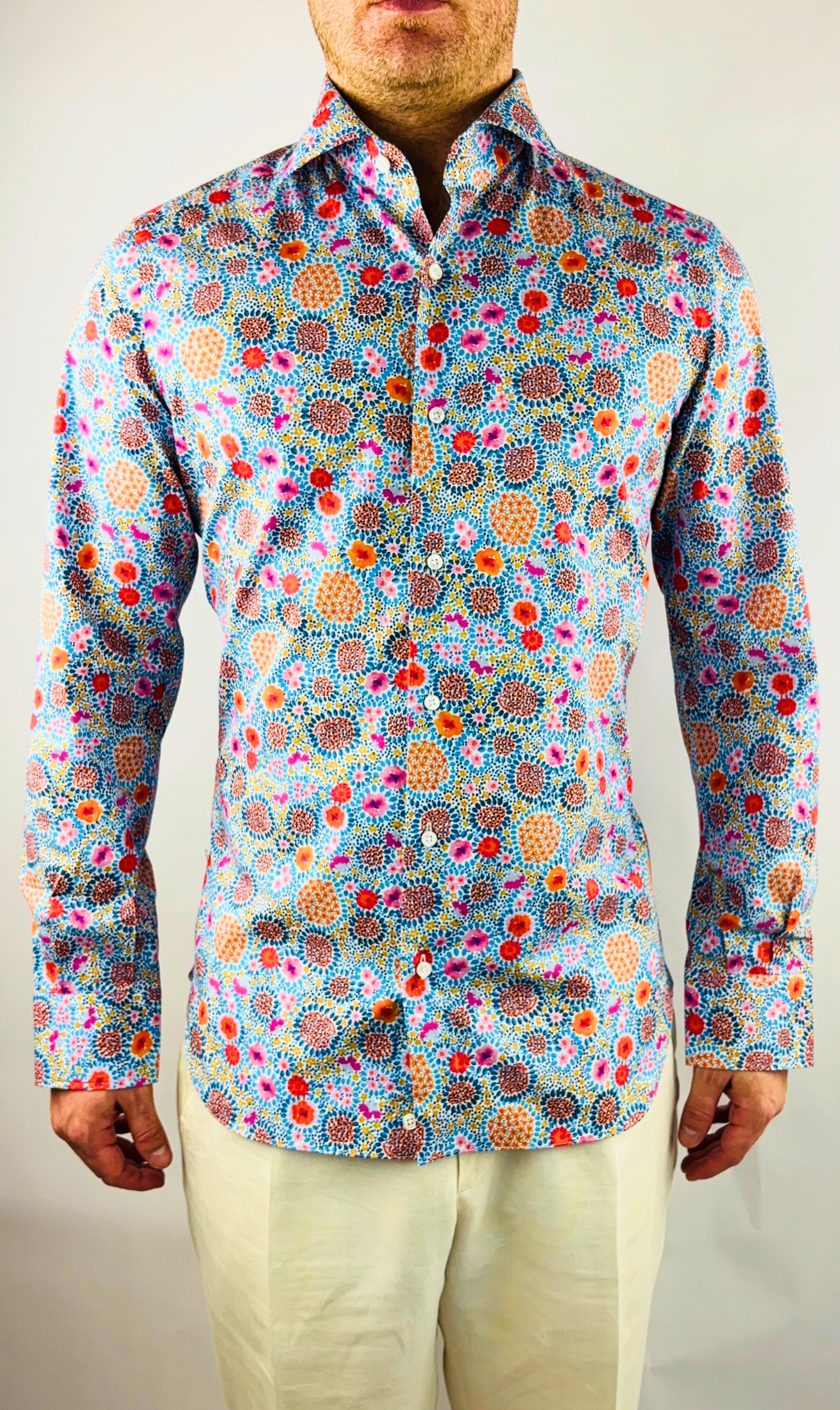 Hemd Handgemacht in Italien Slim Fit Blumen