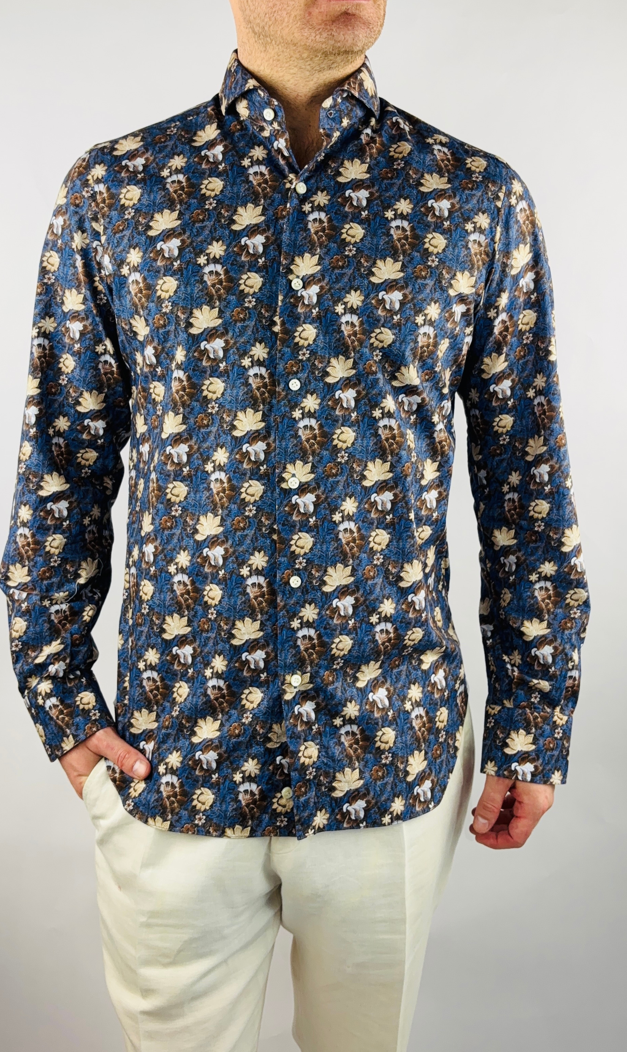 Hemd Handgemacht in Italien Regular Fit Blumen - Sample