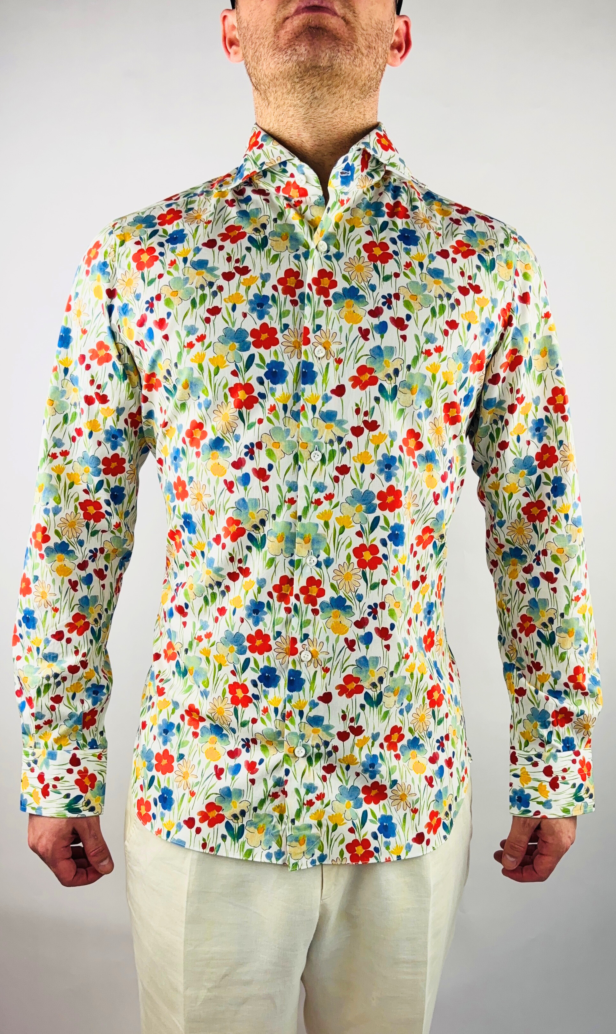 Hemd Handgemacht in Italien Slim Fit Blumen