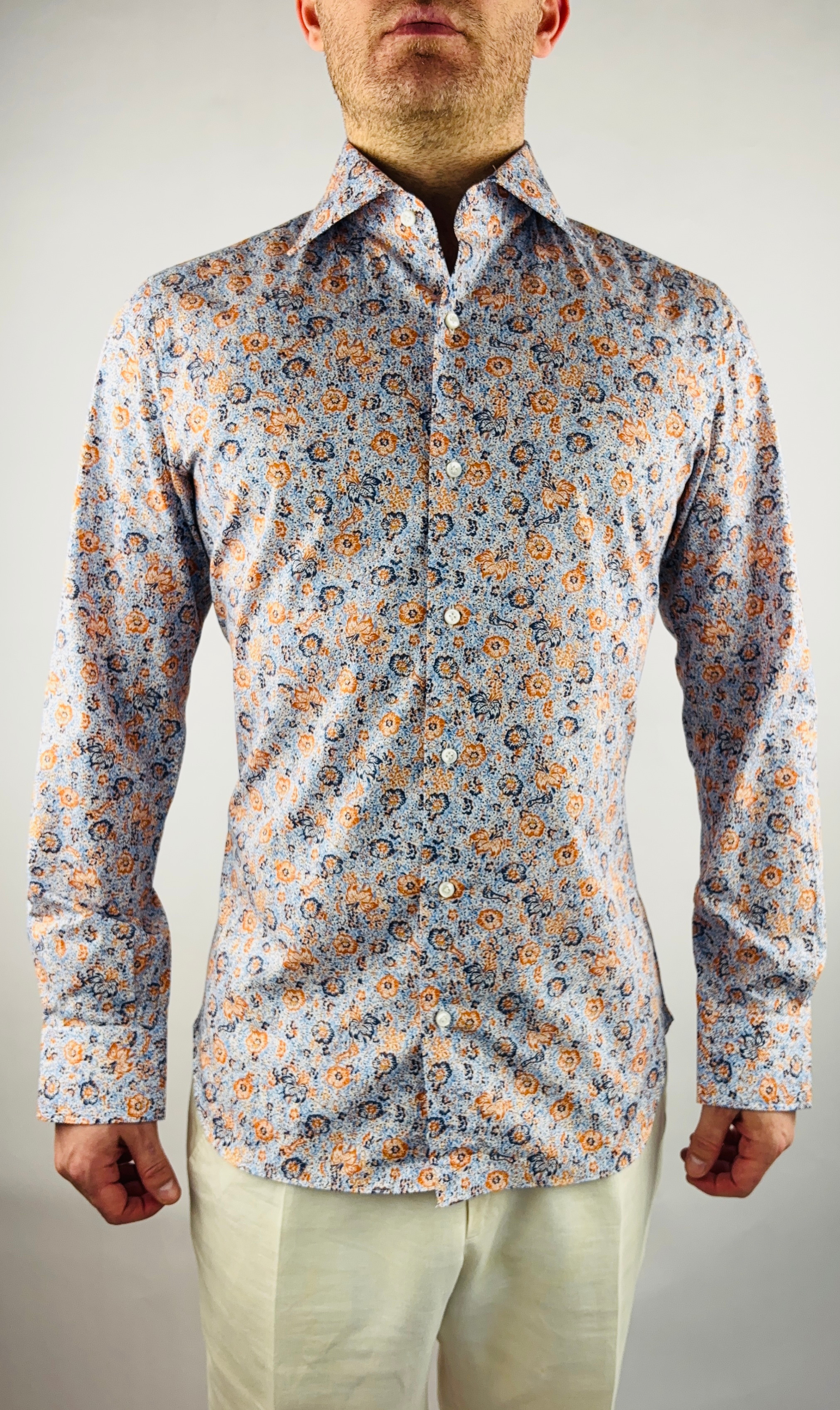 Hemd Handgemacht in Italien Slim Fit Blumen
