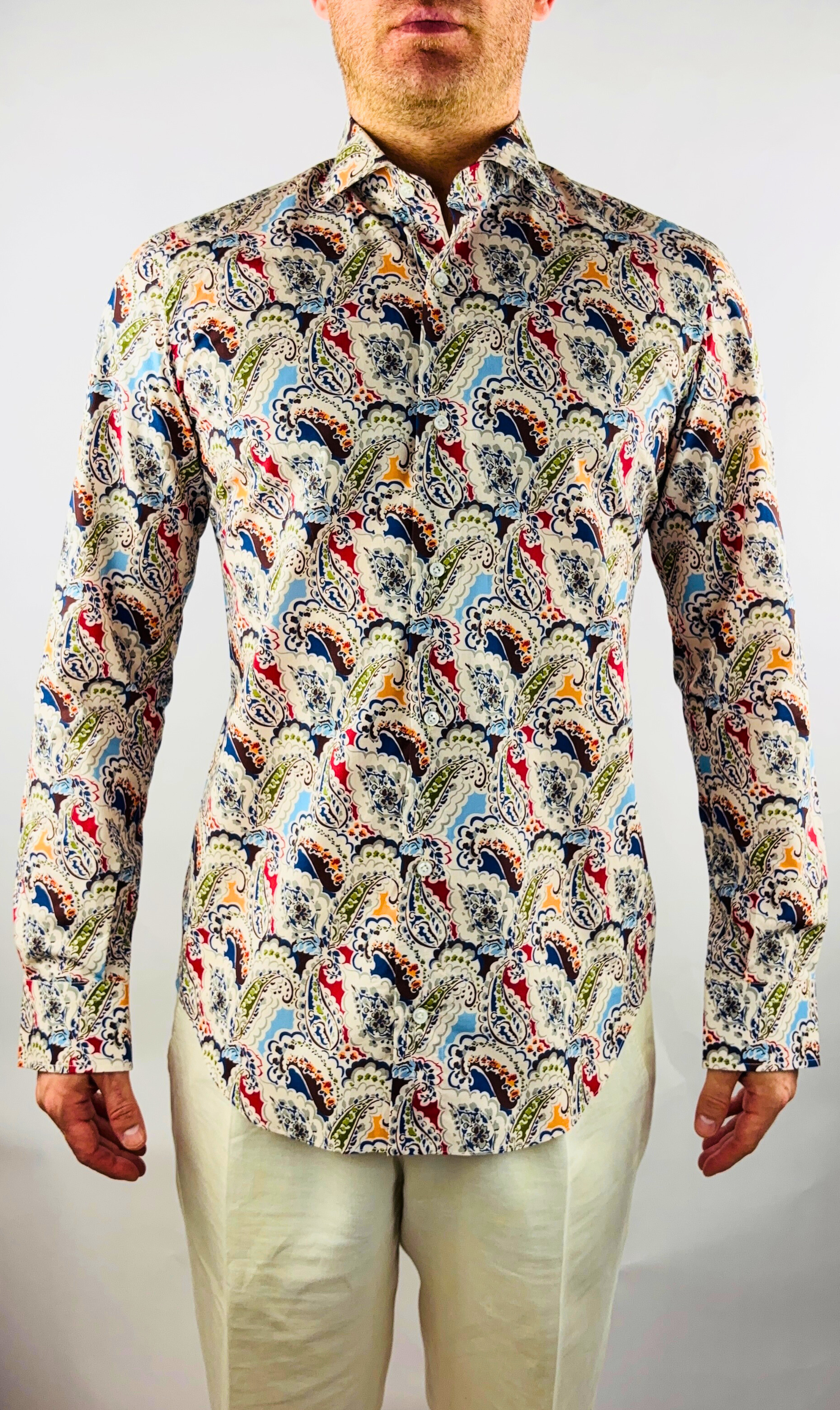 Hemd Handgemacht in Italien Super Slim Fit Paisley